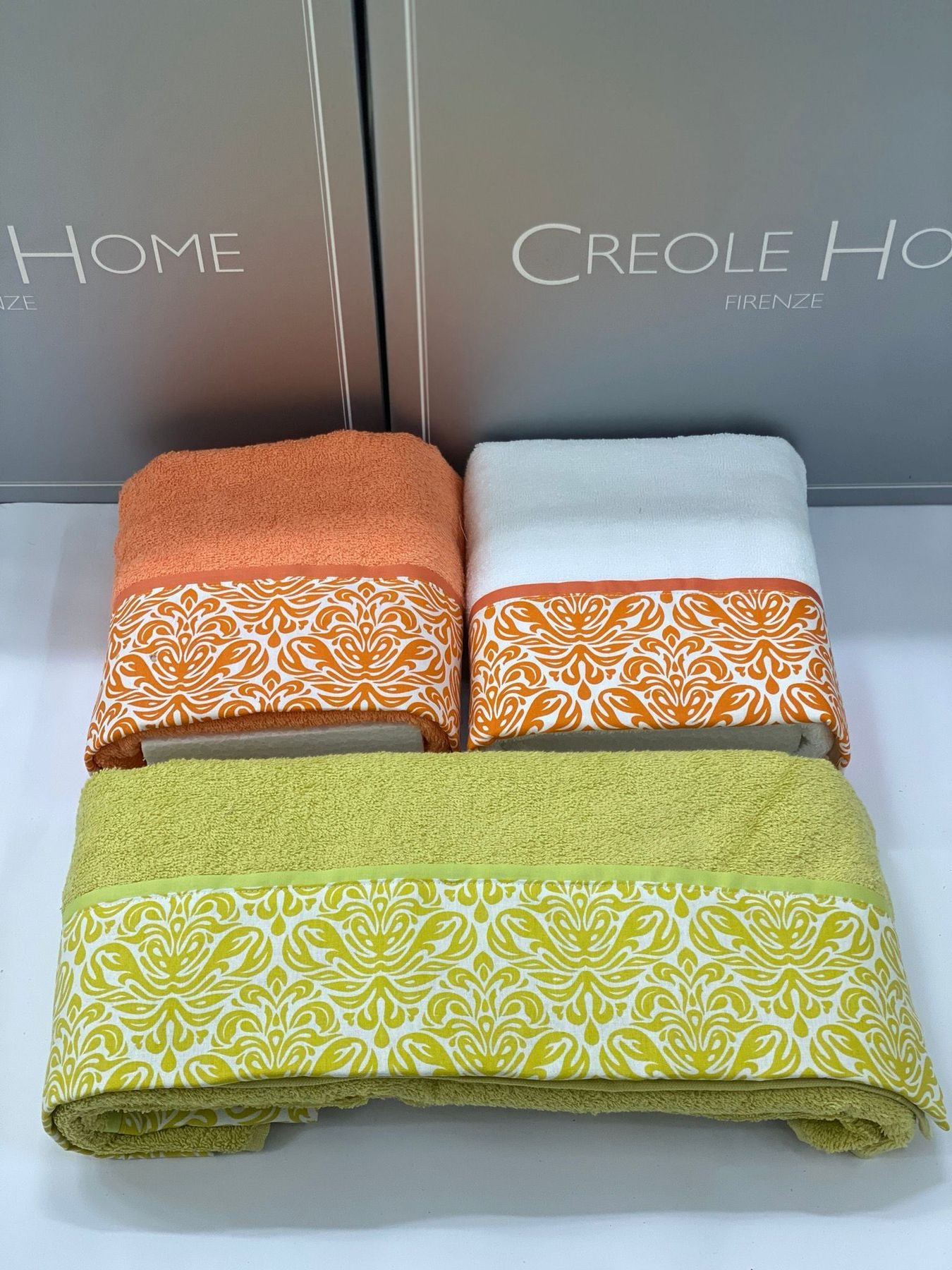Set Asciugamani 3+3 Creole Firenze Flo  Spugna di Cotone