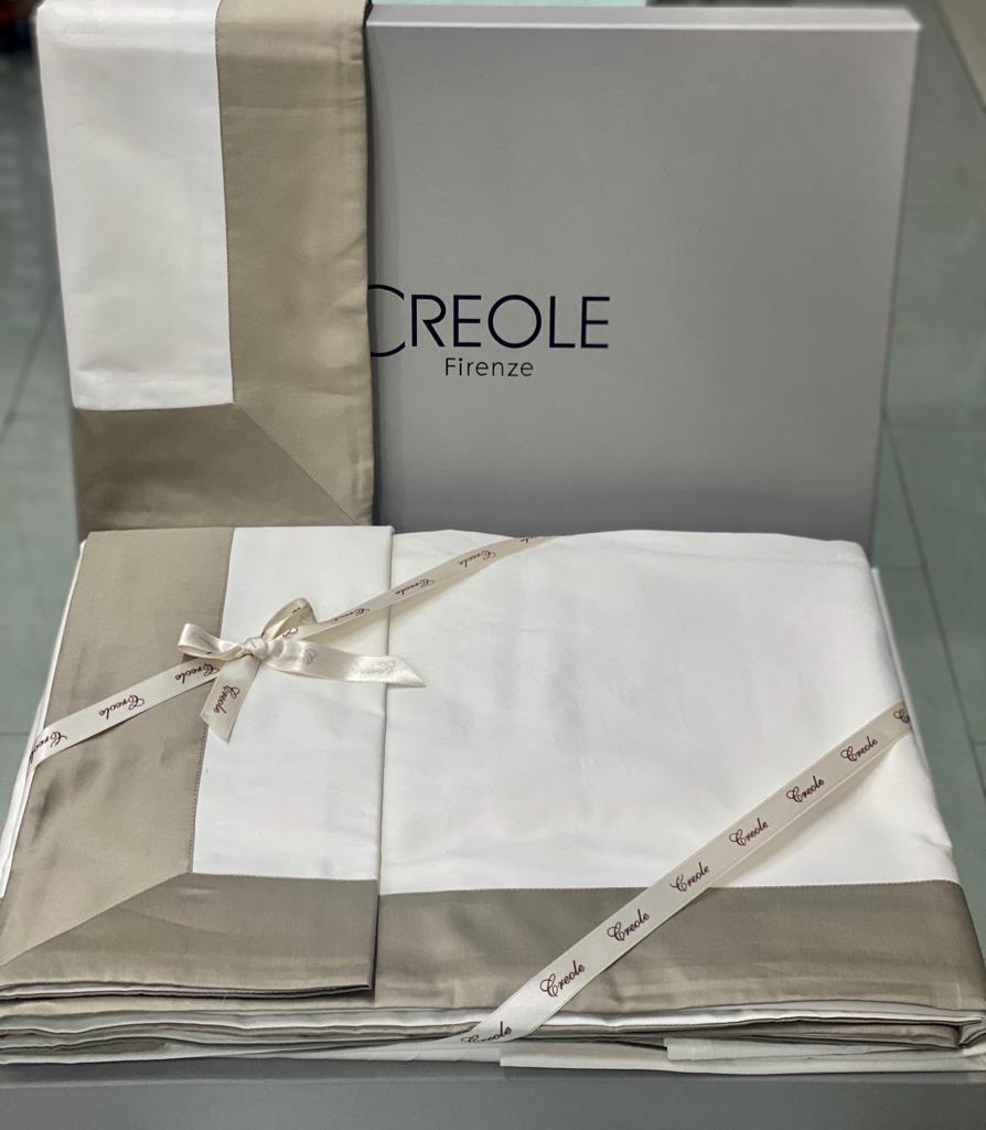 Completo Lenzuola Creole Firenze Matrimoniale Balza Raso Cotone
