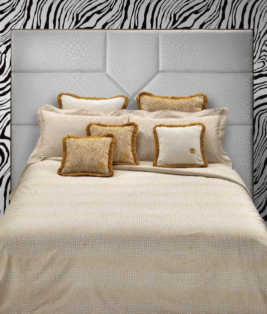 Completo Lenzuola Roberto Cavalli Cocco Gold Matrimoniale Raso di Cotone