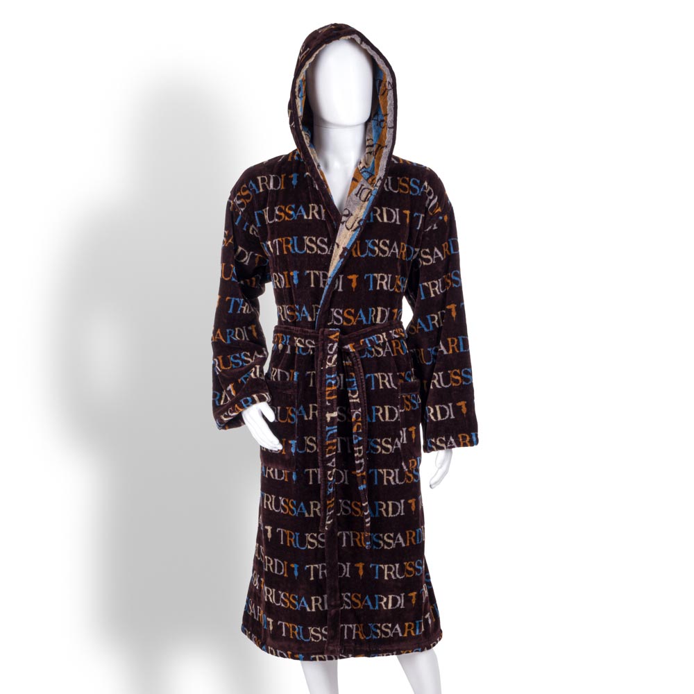 Accappatoio Trussardi Turquoise Coast Cappuccio XXL Spugna di Cotone