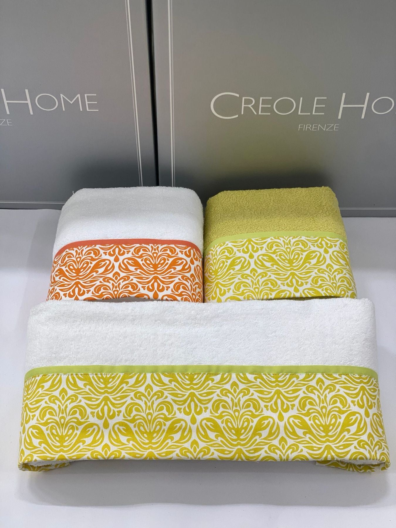 Set Asciugamani 3+3 Creole Firenze Flo  Spugna di Cotone