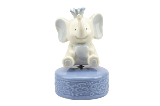 Carillon elefante celeste con corona e cuore Porcellana Harmony