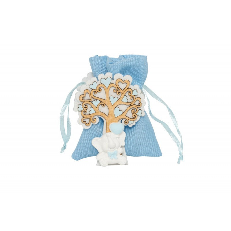 Nascita Harmony Sacchetto con scatolina legno e gessetto elefante  Cotone