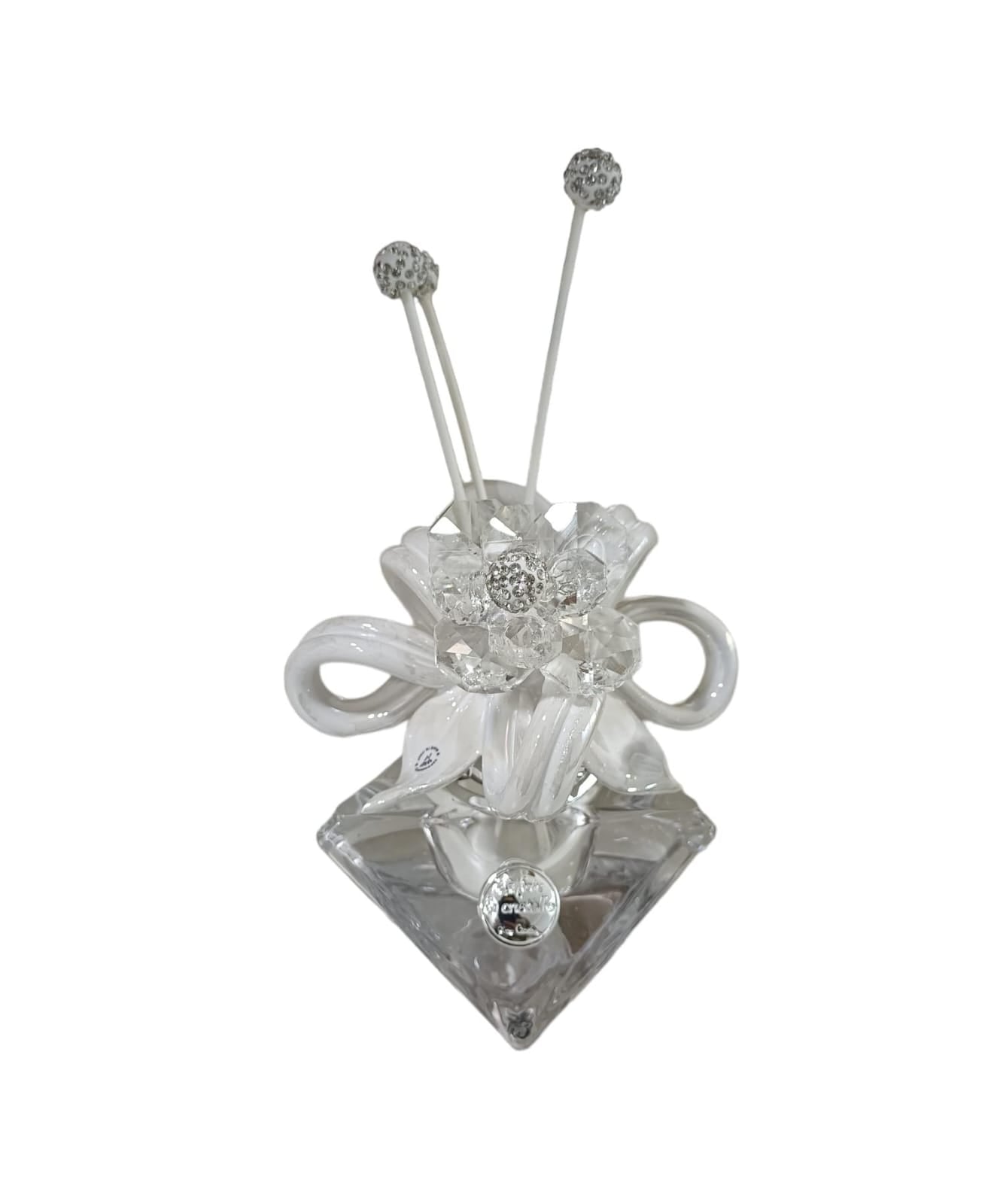 Profumatore Fate di Cristallo Diamante con fiore porcellana bianca