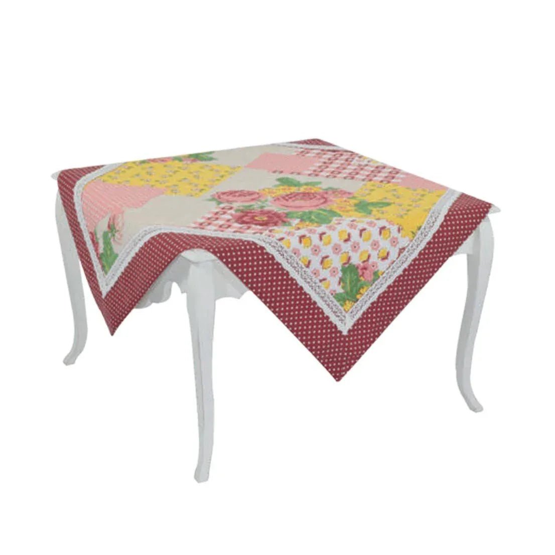 Centrotavola Peonia Preziosa 90x90 in Cotone con Pizzo - The King Luxury