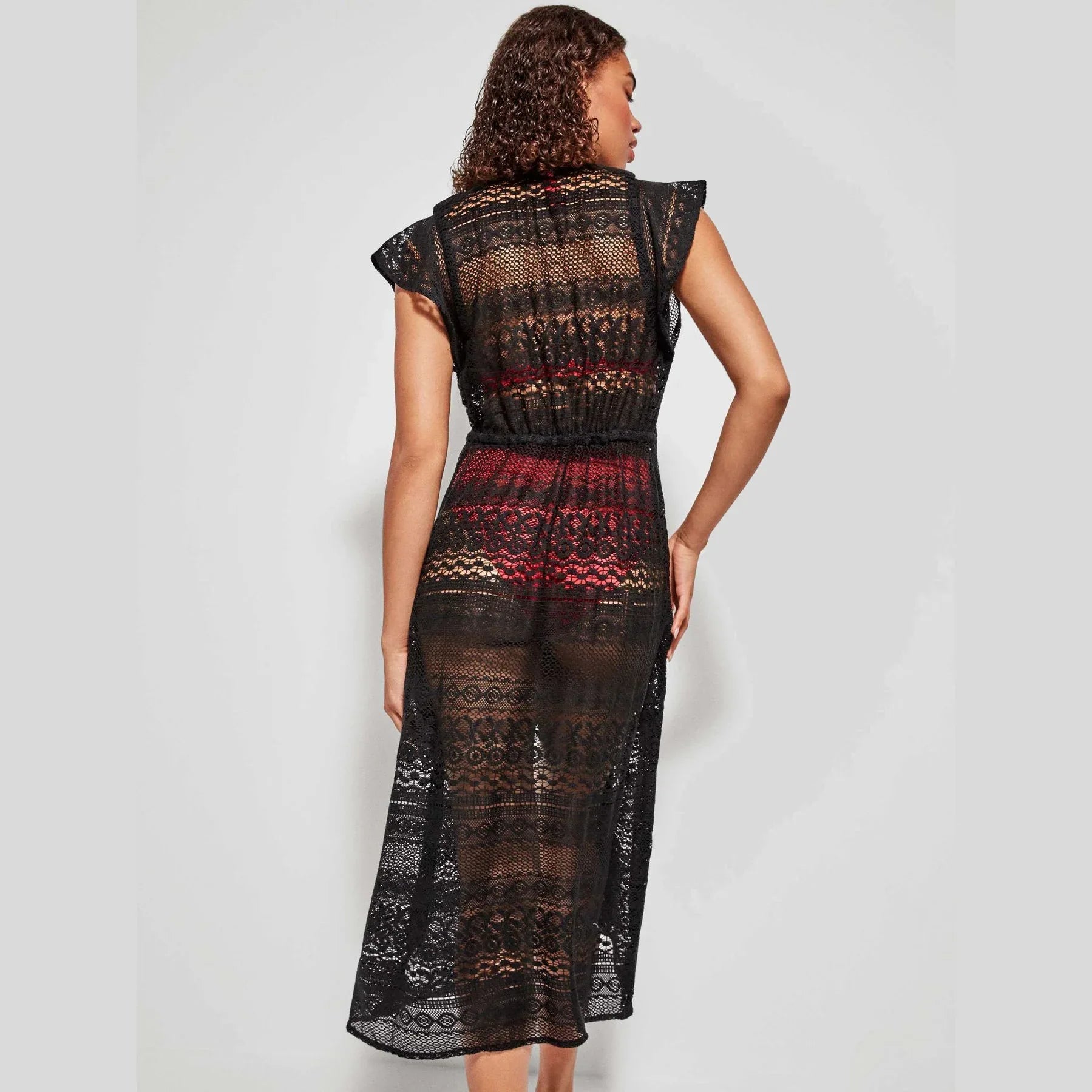 Copri Costume Gisela Lungo in Tessuto Traforato - The King Luxury