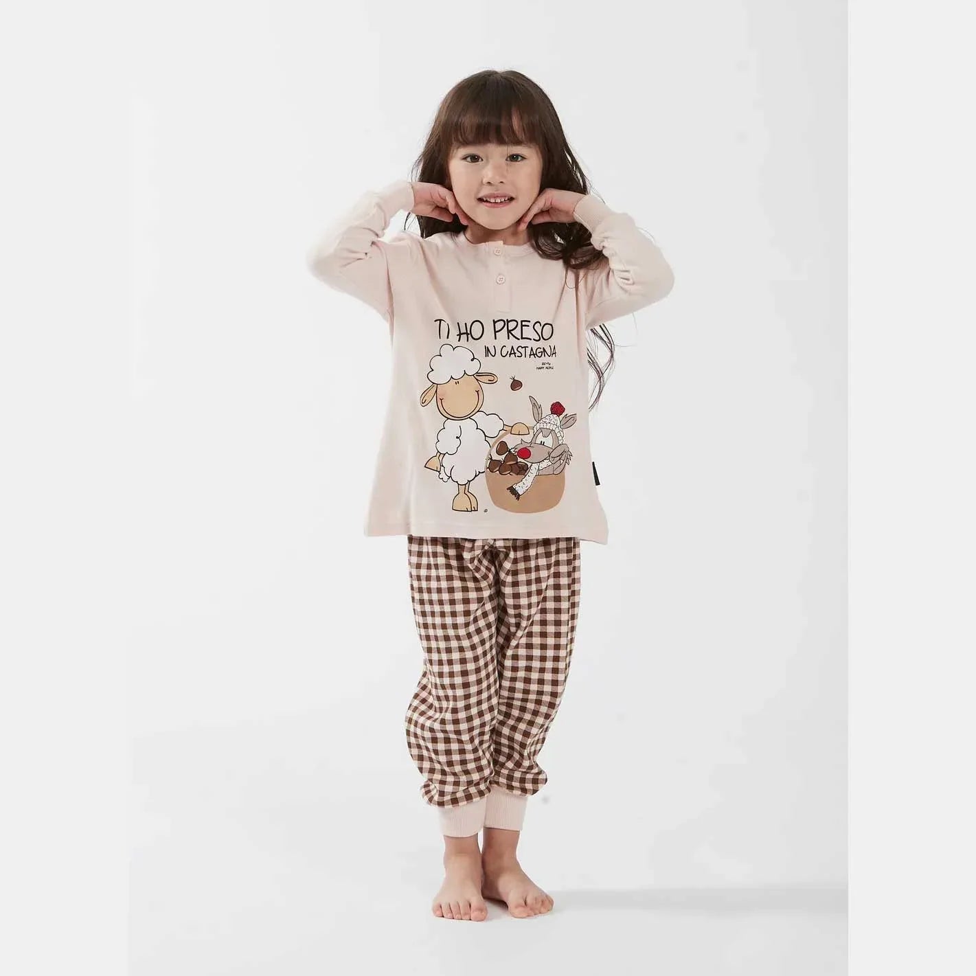 Pigiama Primavera/Estate bimba Happy People Castagna 9/10 anni 100% Cotone - The King Luxury