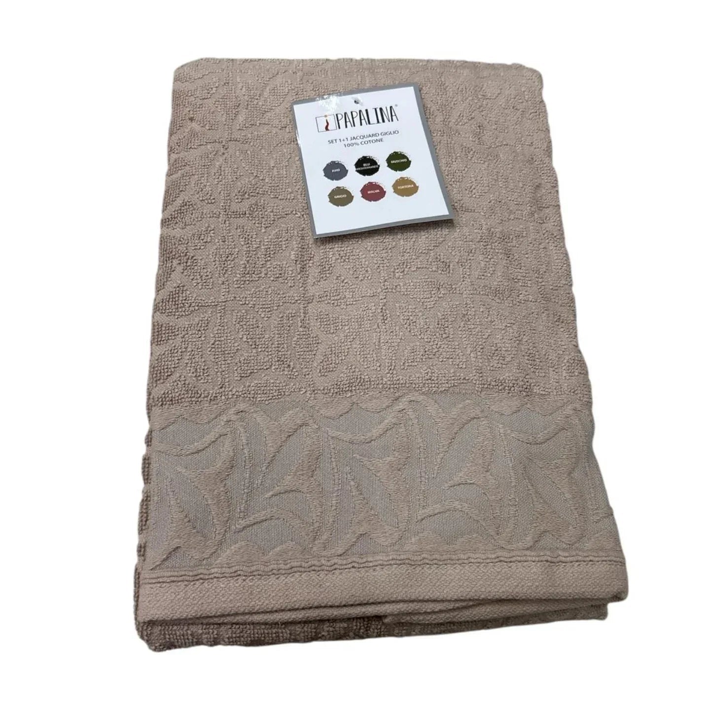 Set Asciugamani 1+1 Papalina Giglio in Spugna di Cotone – Made in Italy - The King Luxury