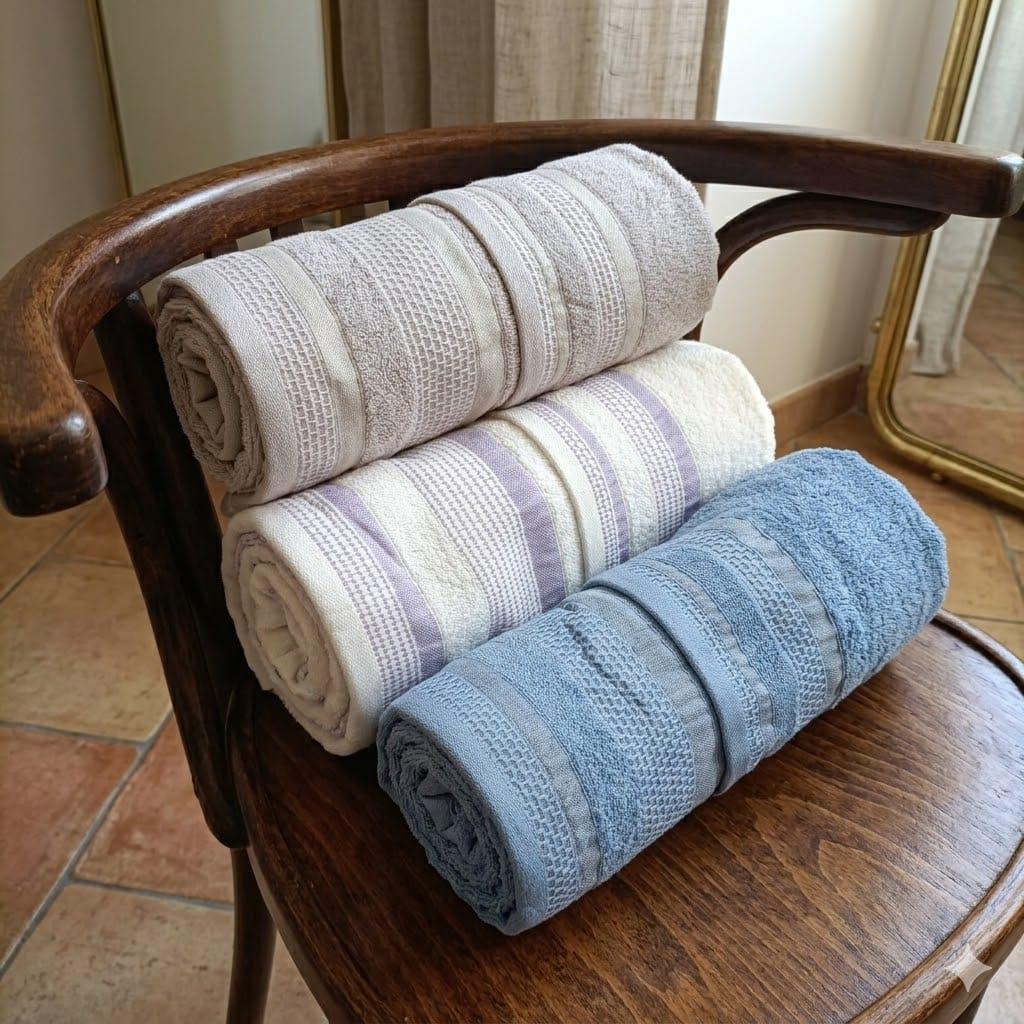 Set Asciugamani 3+3 Maestri Cotonieri Clara Spugna di Cotone - The King Luxury