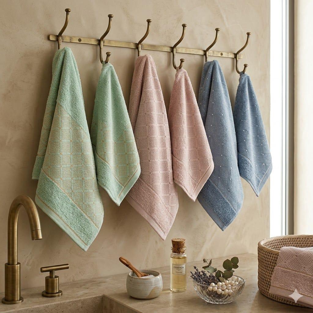 Set Asciugamani 3+3 Maestri Cotonieri Mosaico Spugna di Cotone - The King Luxury
