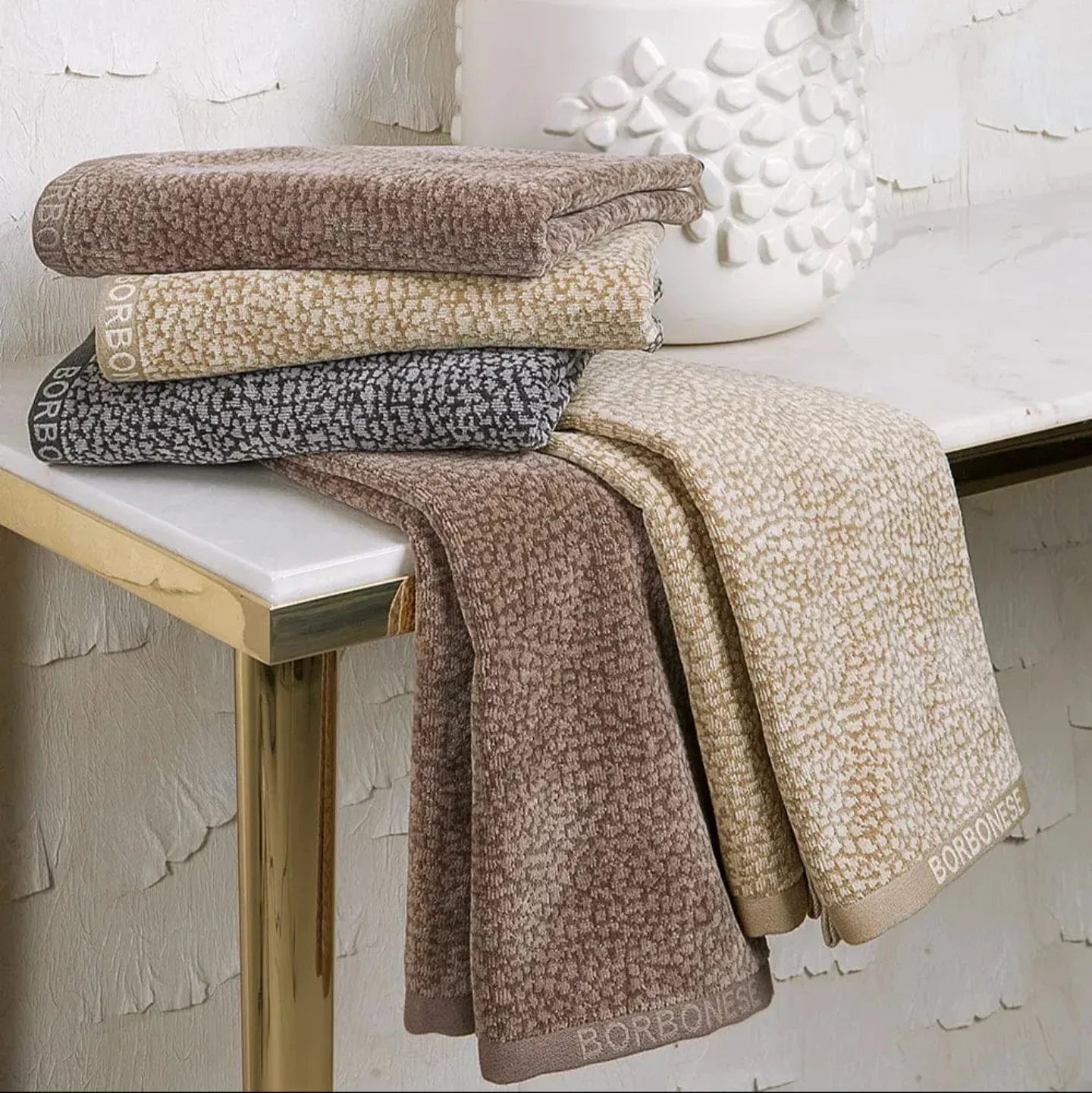 Set Asciugamani Borbonese Twist Op Spugna di Cotone - The King Luxury