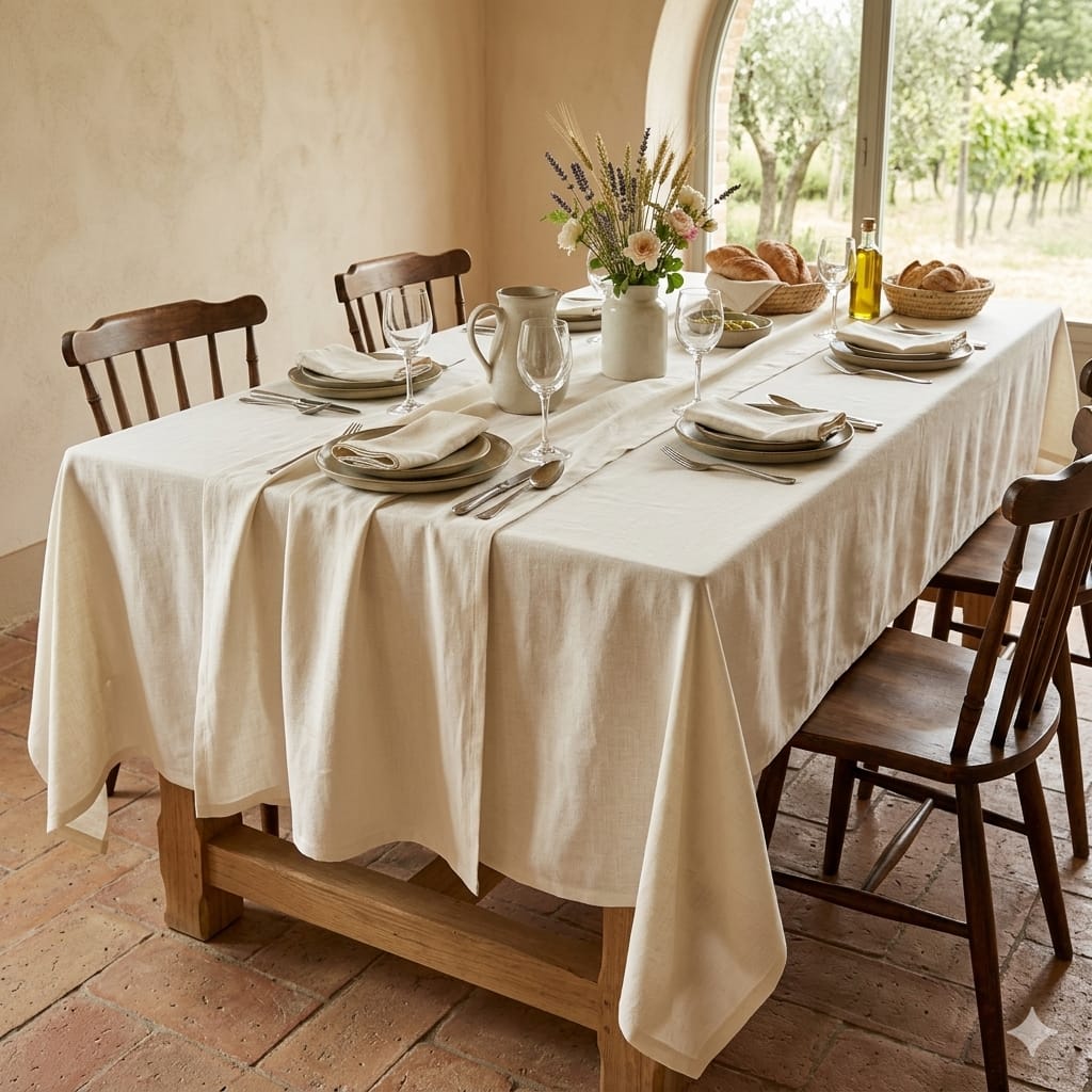 Tovaglia da Tavola Antica Tessitura Italiana Sempre Pulita X6 Poliestere - The King Luxury