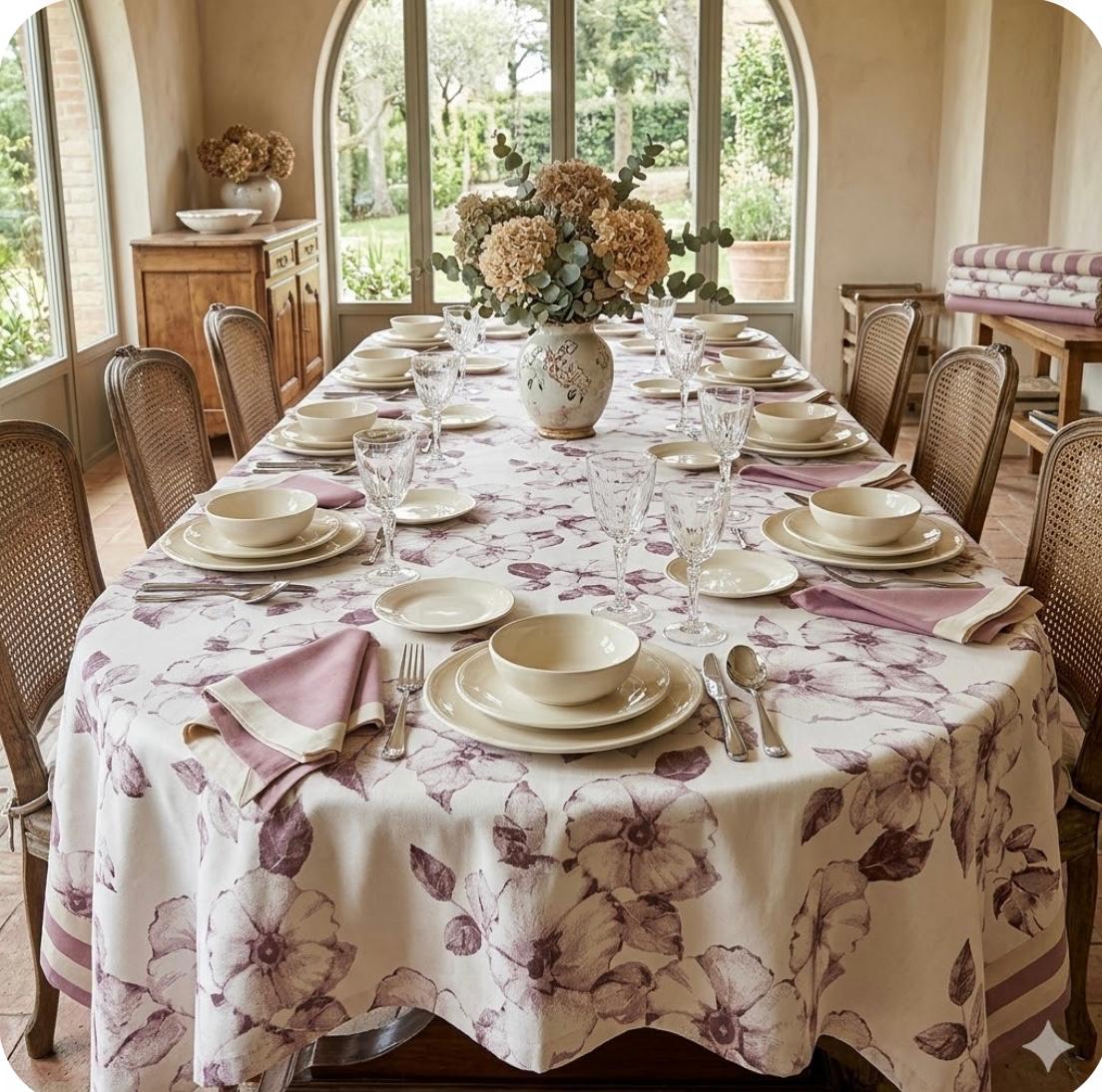 Tovaglia da Tavola X6 Maestri Cotonieri Spring con 6 Tovaglioli in Cotone - The King Luxury